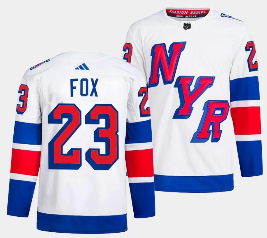 Men New York Rangers #23 Fox white 2024 Hockey Stadium Series White Jersey->new york rangers->NHL Jersey